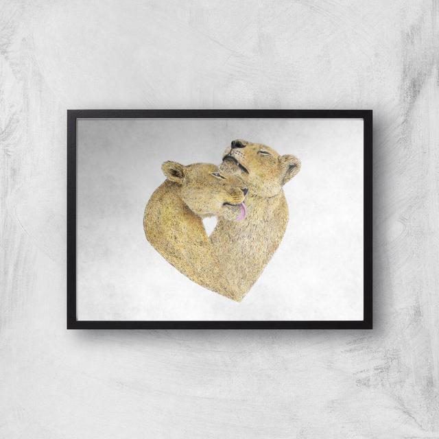 Lioness Lovers Giclee Art Print - A3 - Black Frame on Productcaster.