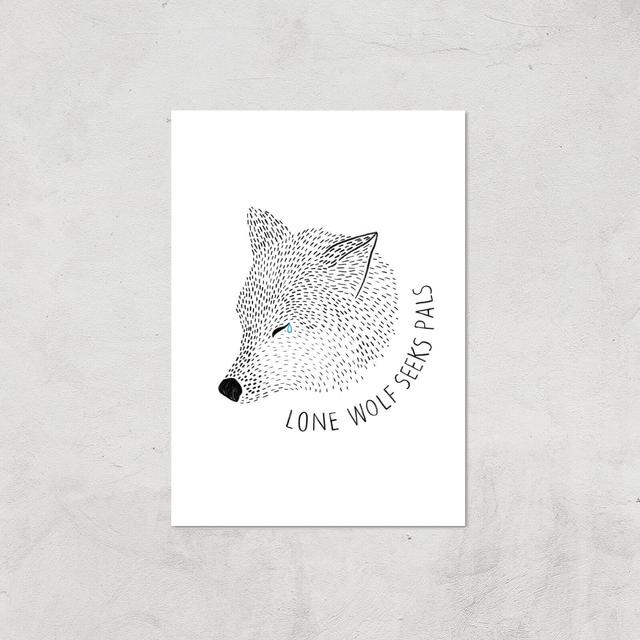 Lone Wolf Seeks Pals Giclee Art Print - A4 - Print Only on Productcaster.