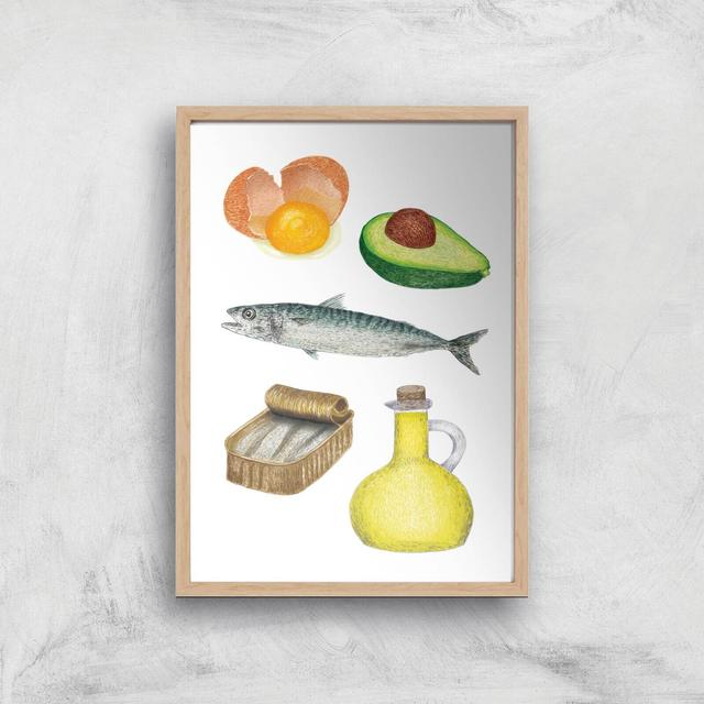 Good Fats Giclee Art Print - A4 - Wooden Frame on Productcaster.