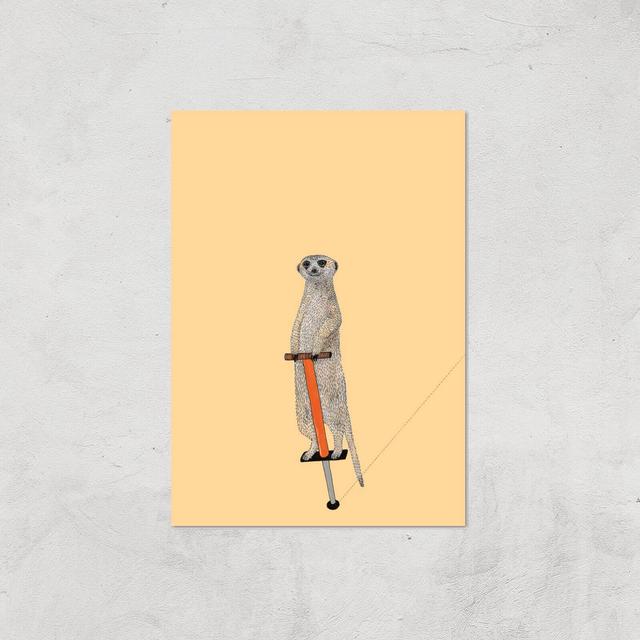 Meerkat On A Pogo Stick Giclee Art Print - A2 - Print Only on Productcaster.