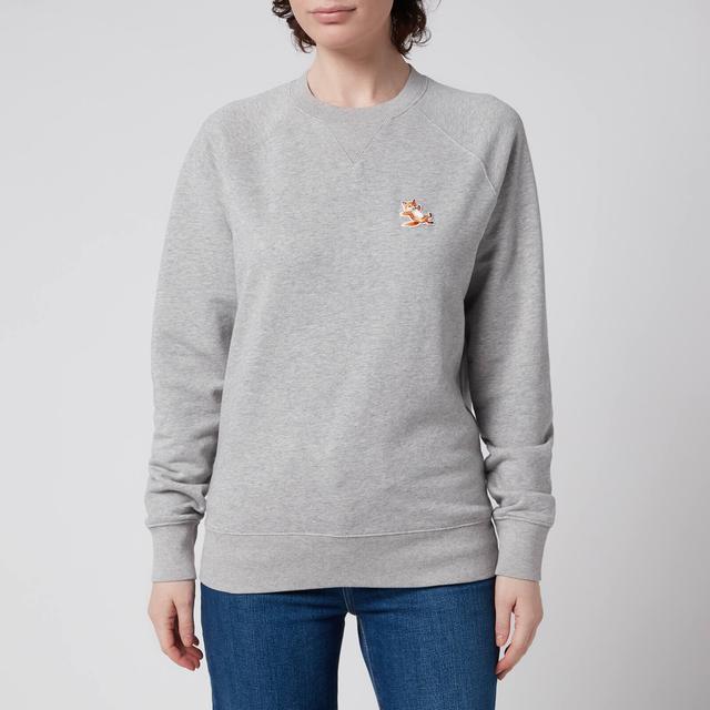 Maison Kitsuné Unisex Chillax Fox Patch Classic Sweatshirt - Grey Melange - S on Productcaster.