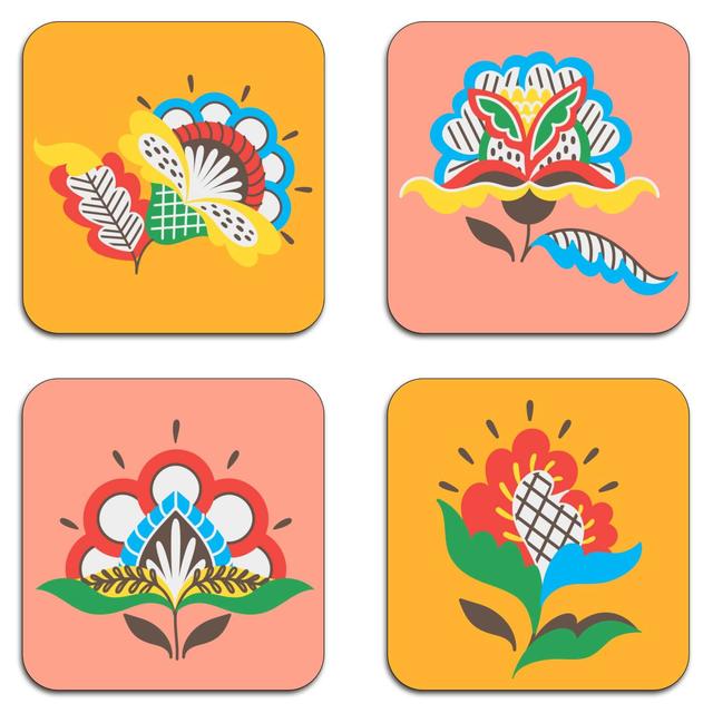 Demotic Flowers Coaster Set on Productcaster.