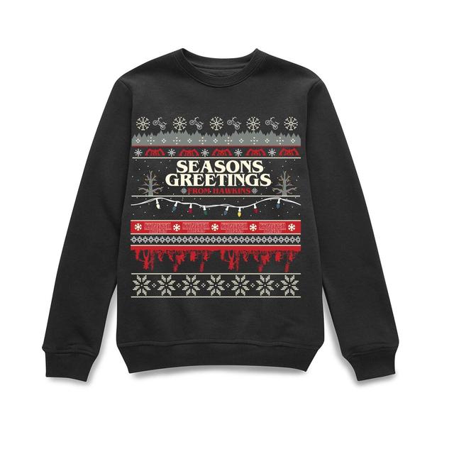 Stranger Things Hawkins Christmas Unisex Weihnachtspullover – Schwarz - M - Schwarz on Productcaster.