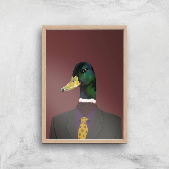 Duck In Suit Giclee Art Print - A2 - Wooden Frame on Productcaster.