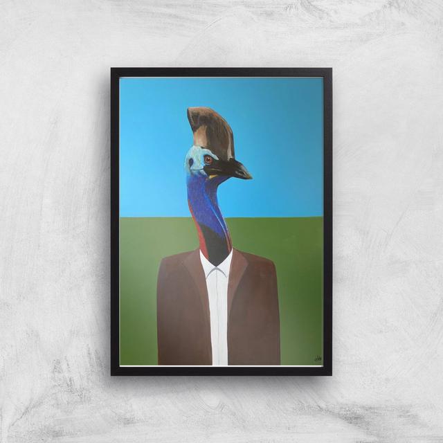 Cassowary In Suit Giclee Art Print - A3 - Black Frame on Productcaster.