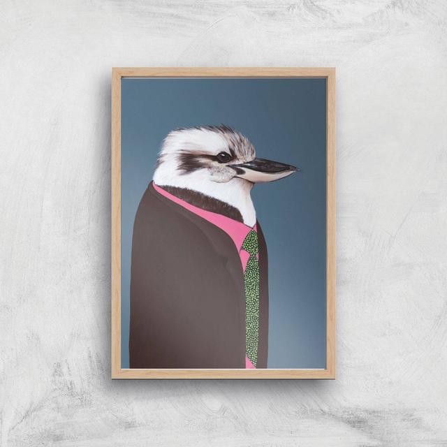 Kookaburra In Suit Giclee Art Print - A4 - Wooden Frame on Productcaster.