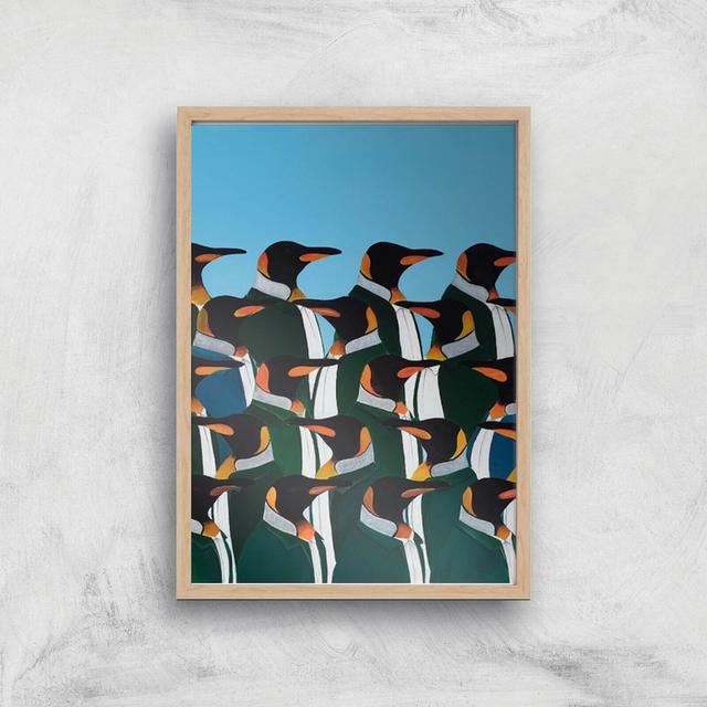 Penguins In Suits Giclee Art Print - A3 - Wooden Frame on Productcaster.