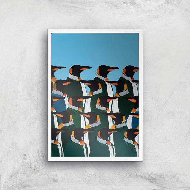 Penguins In Suits Giclee Art Print - A2 - White Frame on Productcaster.