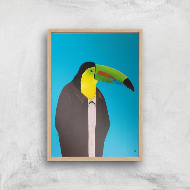 Toucan In Suit Giclee Art Print - A4 - Wooden Frame on Productcaster.