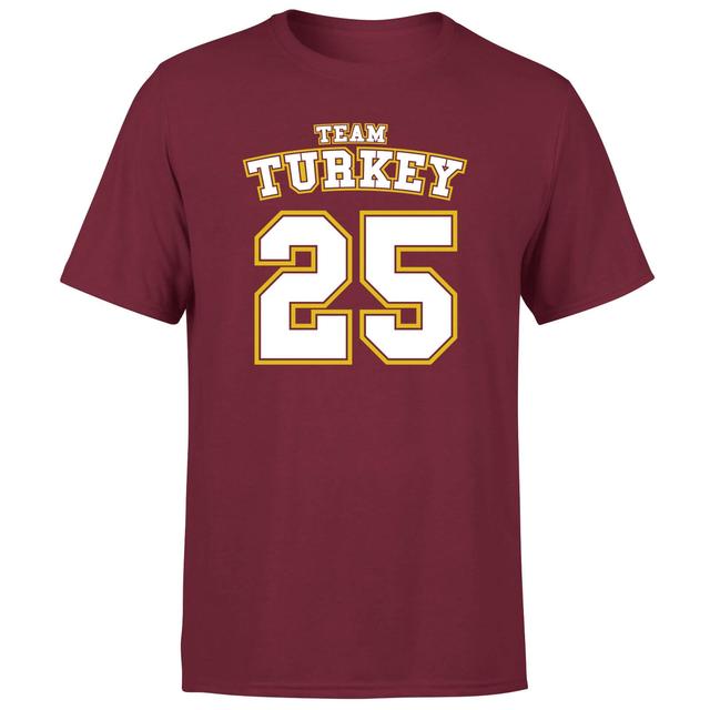 Christmas Sports Team Turkey Men's T-Shirt - Burgundy - S - Bordeauxrot on Productcaster.