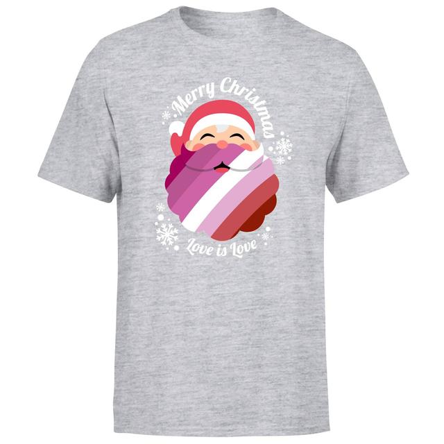 LGBTQ+ Lesbian Christmas Love Men's T-Shirt - Grey - 5XL - Grey on Productcaster.