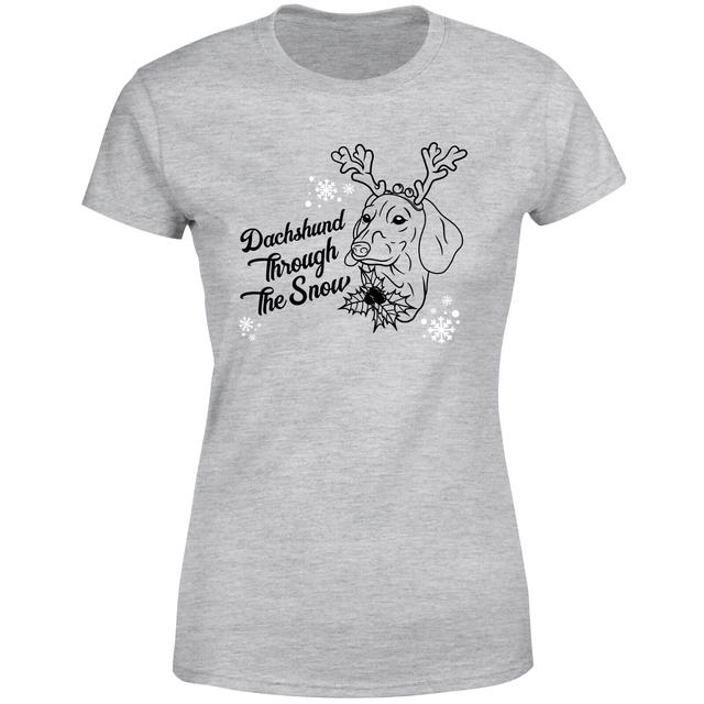 Dachshund Through The Snow Women's T-Shirt - Grey - S - Grey on Productcaster.