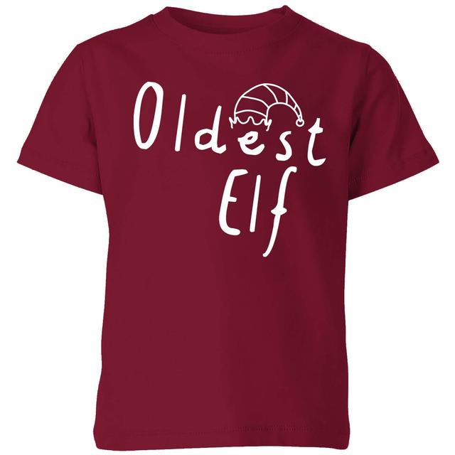 Oldest Elf Kids' T-Shirt - Burgundy - 3-4 Jahre - Burgundy on Productcaster.