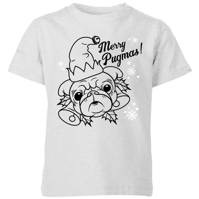 Merry Pugmas Kids' T-Shirt - Grey - 3-4 Jahre on Productcaster.