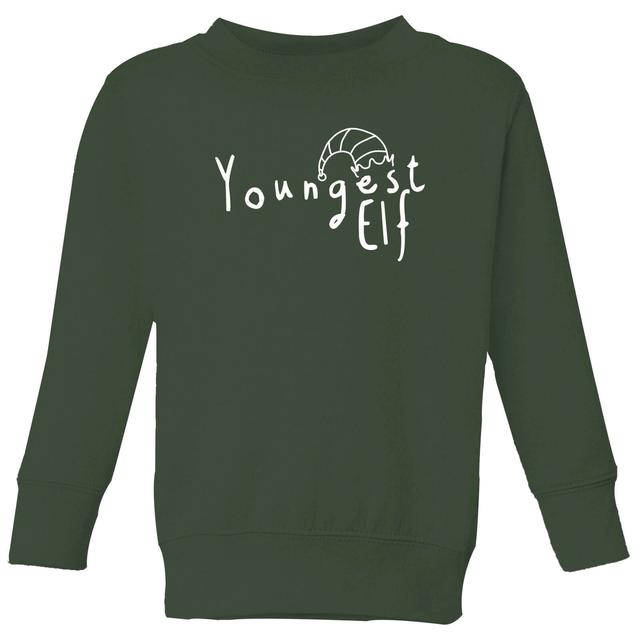 Youngest Christmas Elf Kids' Sweatshirt - Green - 5-6 Jahre - Grün on Productcaster.