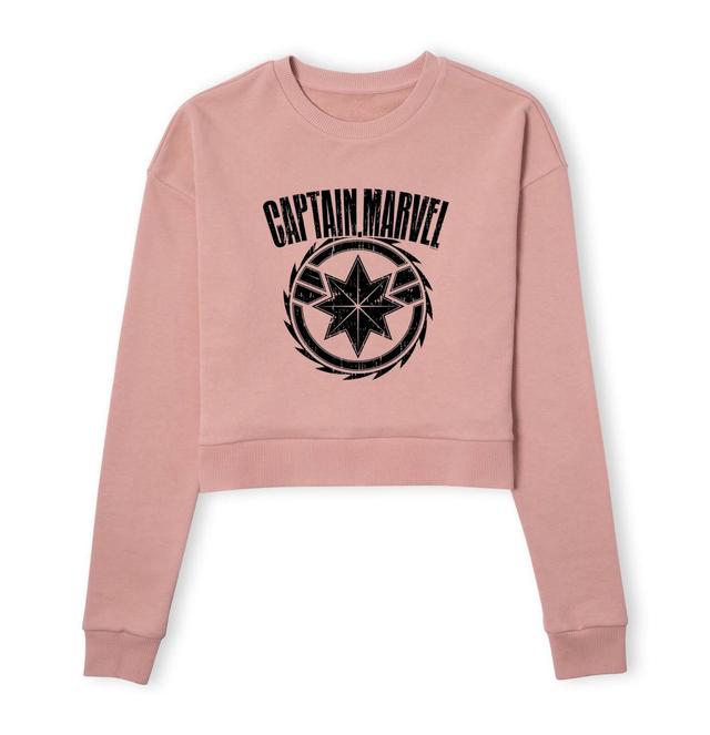 Sudadera corta con logotipo de Captain Marvel para mujer - Rosa empolvado - S - Dusty pink on Productcaster.