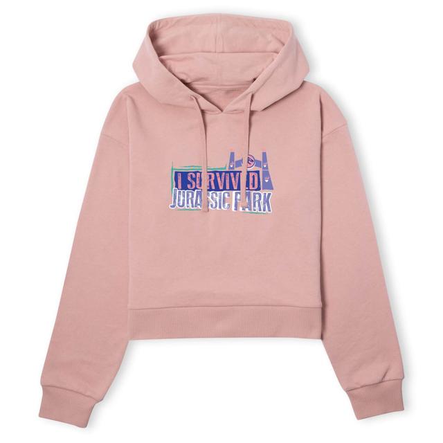 Jurassic Park I Survived Jurassic Park Women's Cropped Hoodie - Dusty Pink - L - Dusty pink on Productcaster.