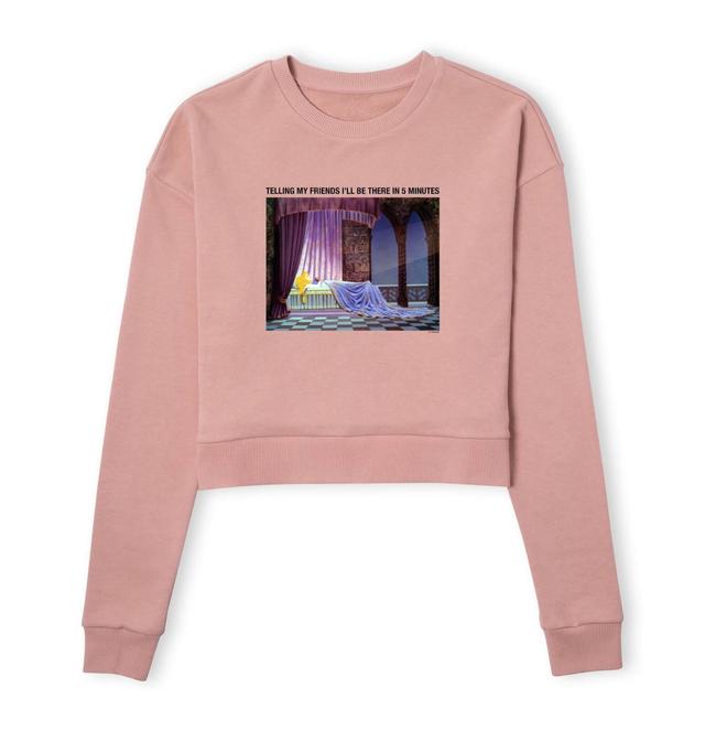 Sudadera corta La Bella Durmiente I'll Be There In Five para mujer de Disney - Rosa empolvado - S - Dusty pink on Productcaster.