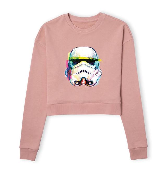 Star Wars Stormtrooper Paintbrush Women's Cropped Sweatshirt - Dusty Pink - S - Dusty pink on Productcaster.