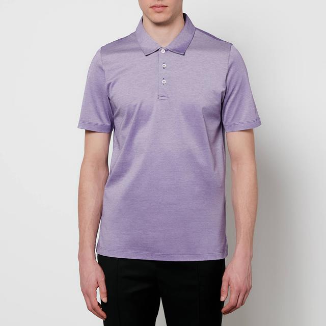 Canali Men's Cotton Melange Pique Polo Shirt - Lilac - 48/M on Productcaster.