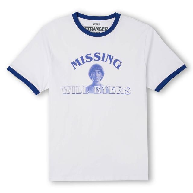 Stranger Things Will Byers' Search Party Unisex Ringer T-Shirt - White / Blue - XL - White / Blue on Productcaster.