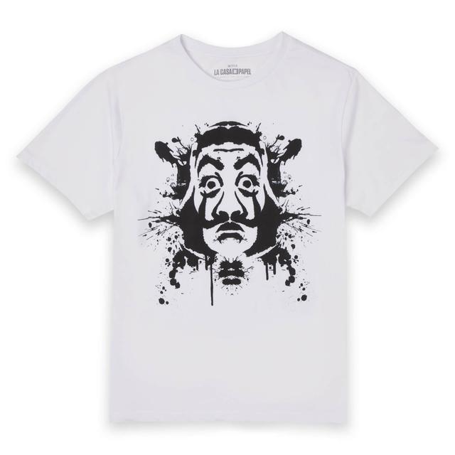 Camiseta unisex Dali Mask Paint Splatter de Money Heist - Blanco - L - Blanco on Productcaster.