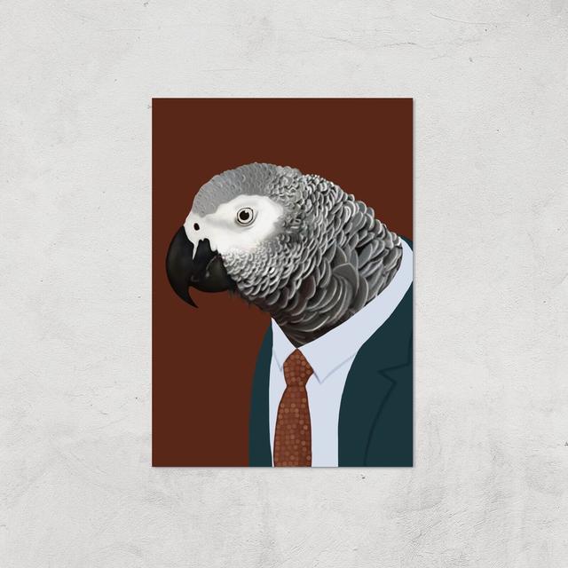 African Grey Parrot In Suit Giclee Art Print - A3 - Print Only on Productcaster.