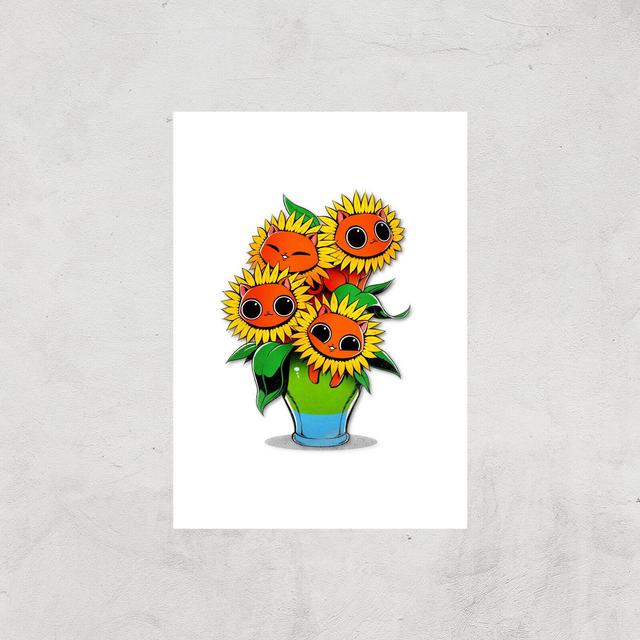 Sunflower Cat Giclee Art Print - A2 - Print Only on Productcaster.