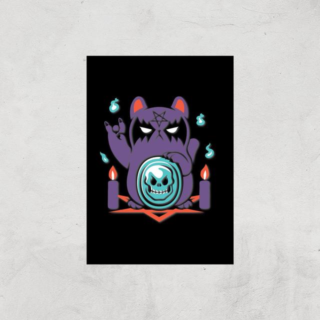 Bad Luck Satanic Cat Manekineko Giclee Art Print - A2 - Print Only on Productcaster.