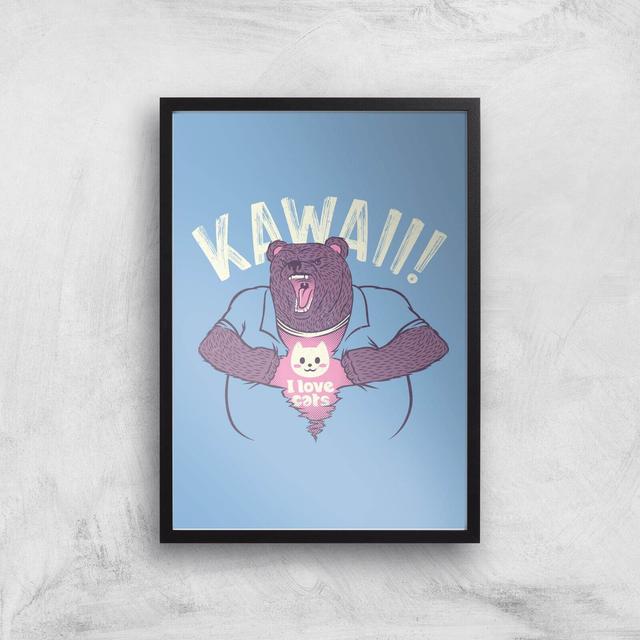 Mad Bear I Love Cats Inside Giclee Art Print - A4 - Black Frame on Productcaster.