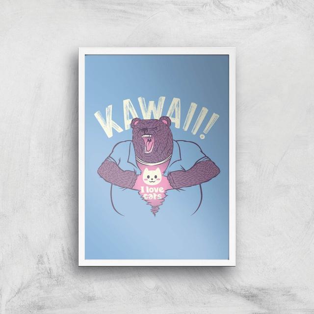 Mad Bear I Love Cats Inside Giclee Art Print - A2 - White Frame on Productcaster.