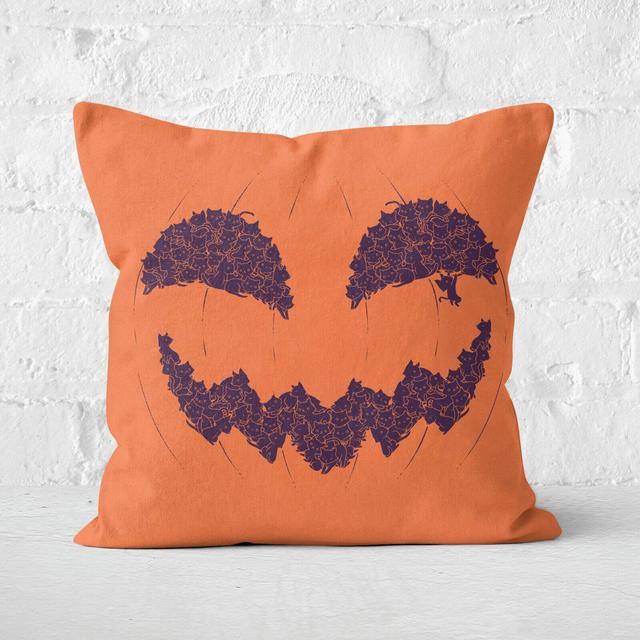 Halloween Pumpkin Cat Square Cushion - 60x60cm - Soft Touch on Productcaster.