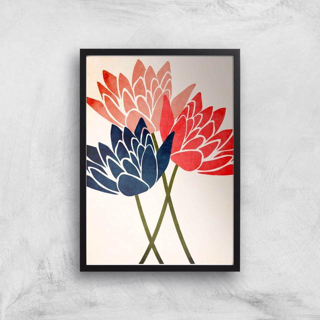 Borris Photography Three Blossoms Giclee Art Print - A4 - Black Frame on Productcaster.