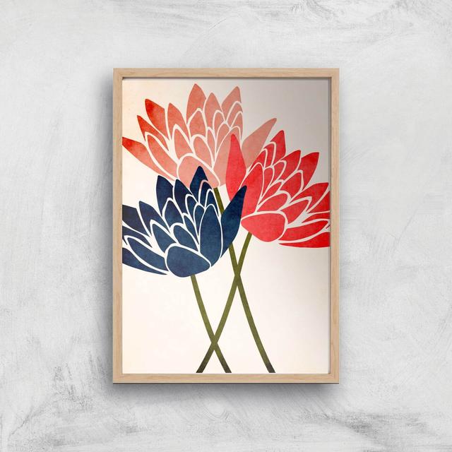 Borris Photography Three Blossoms Giclee Art Print - A3 - Wooden Frame on Productcaster.