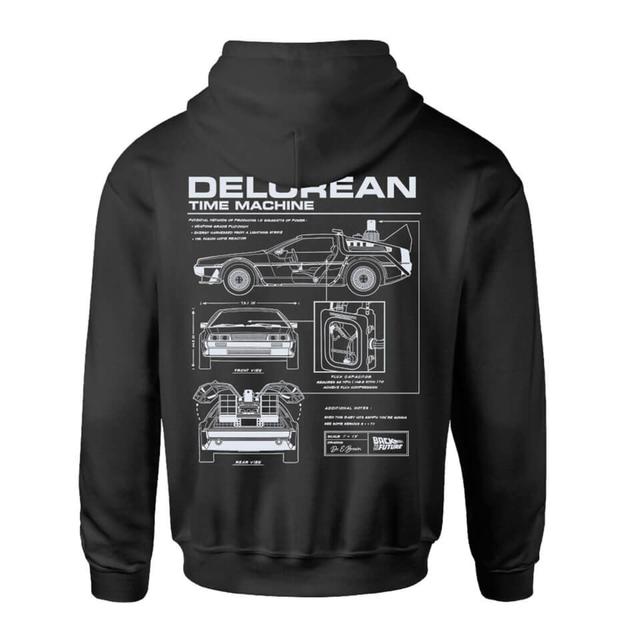 Back To The Future Delorean Schematic Zipped Hoodie - Black - S on Productcaster.