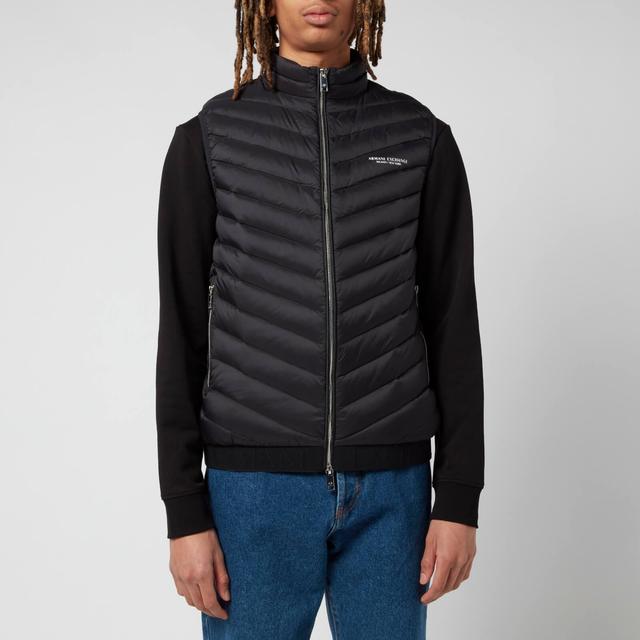 Armani Exchange Men's Padded Gilet - Black/Grey Melange - XL on Productcaster.