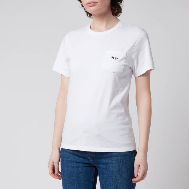 Maison Kitsuné Women's Tricolor Fox Patch Pocket T-Shirt - White - XL on Productcaster.