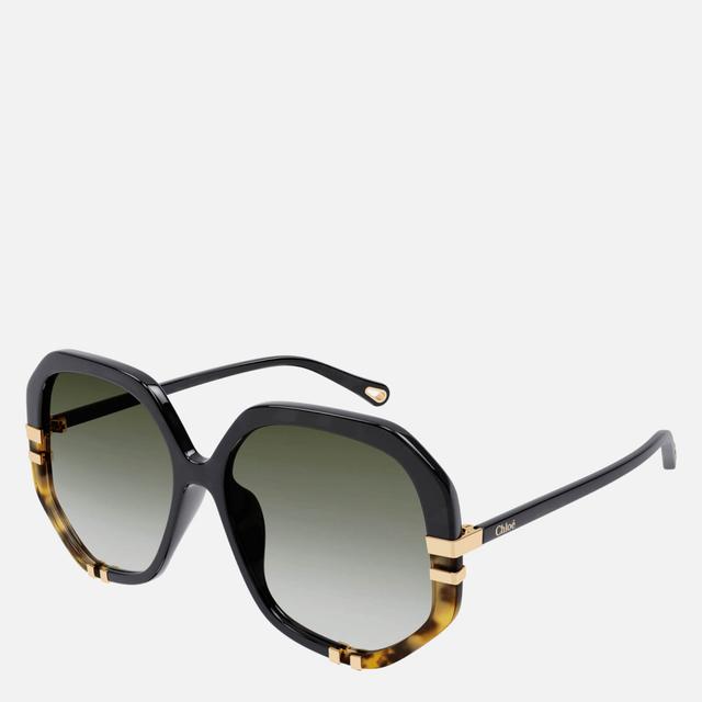 Chloé Women's Oversized Sunglasses - Black/Green on Productcaster.