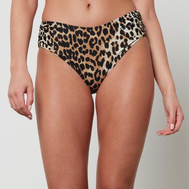 Ganni Leopard-Print Recycled Bikini Bottoms - EU 36/UK 8 on Productcaster.