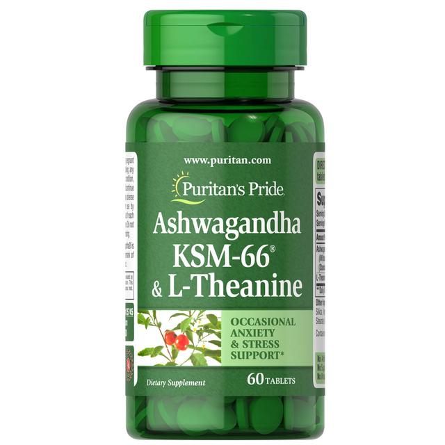 Puritan's Pride Ashwagandha KSM L-Theanine - 60 tabletten on Productcaster.