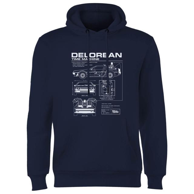 Back to the future Delorean Schematic Hoodie - Navy - L on Productcaster.