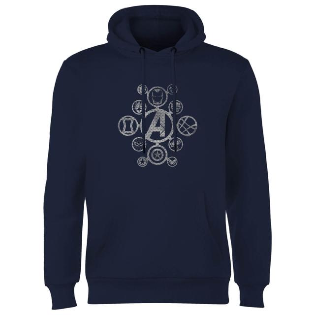 Avengers Distressed Metal Icon Hoodie - Navy - XXL on Productcaster.