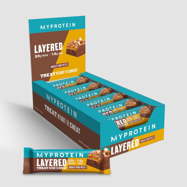 Layered Protein Bar szelet - 12 x 60g - Chocolate Peanut Pretzel on Productcaster.