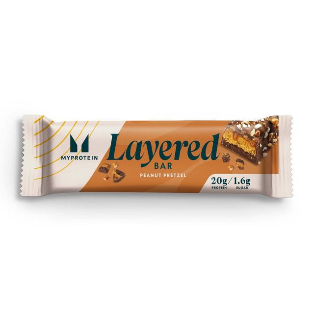 Layered Protein Bar szelet (minta) - Chocolate Peanut Pretzel - NEW on Productcaster.