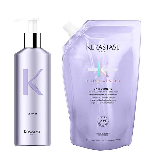 Kérastase Blond Absolu Bain Lumière Refill Pouch and Refillable Bottle Bundle on Productcaster.