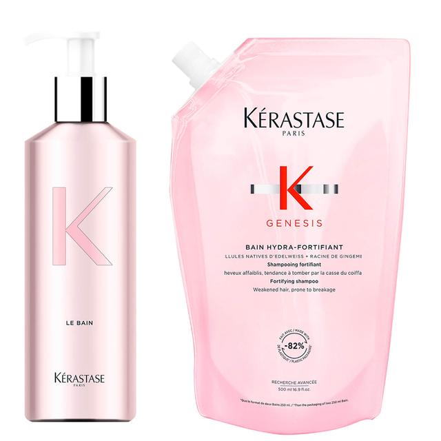 Kérastase Genesis Bain Hydra-Fortifiant Refill Pouch and Refillable Bottle Bundle on Productcaster.