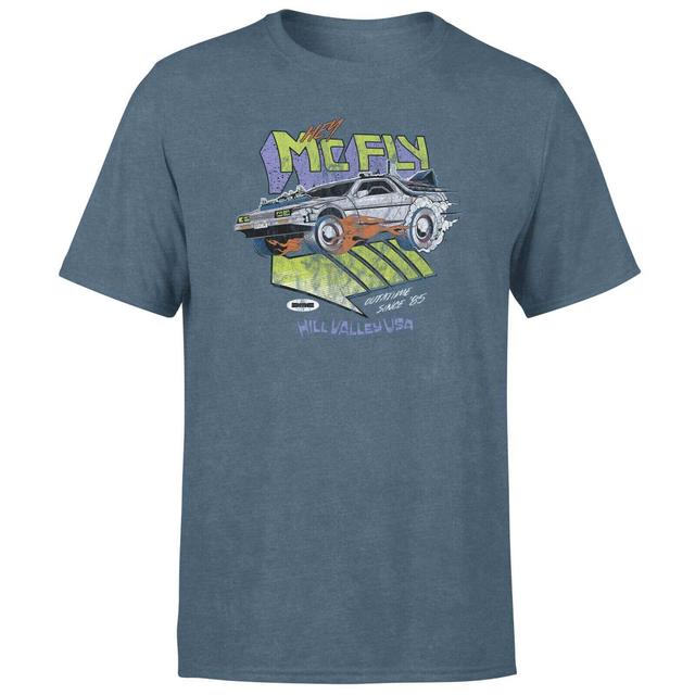 Back To The Future Hey McFly Unisex T-Shirt - Navy Acid Wash - M on Productcaster.