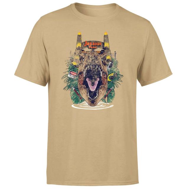 Jurassic Park T-Rex Break Out Unisex T-Shirt - Tan - XL on Productcaster.