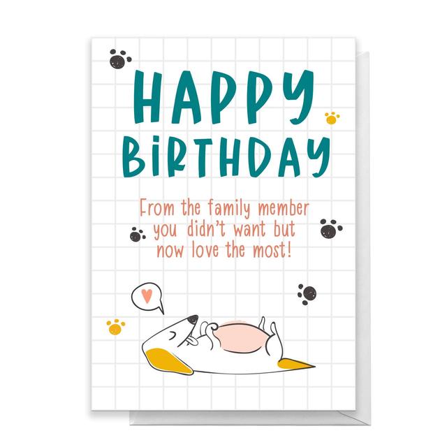 Happy Birthday From The Dog Family Member Greetings Card - Giant Card on Productcaster.