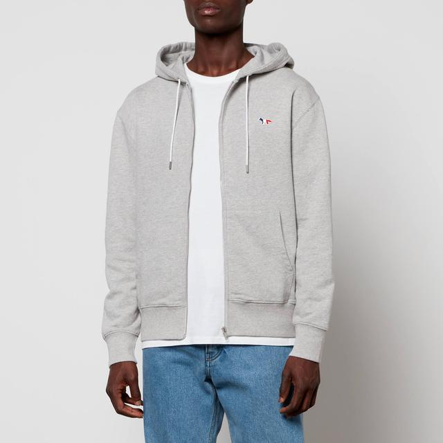 Maison Kitsuné Tricolor Fox Patch Zip Hoodie - Grey Melange - XL on Productcaster.